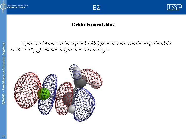 E 2 QFL 0342 – Reatividade de Compostos Orgânicos Orbitais envolvidos 11 O par