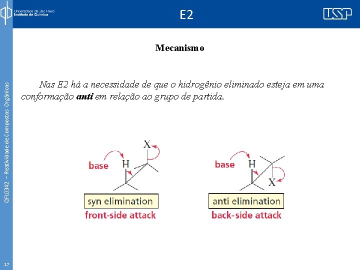 E 2 QFL 0342 – Reatividade de Compostos Orgânicos Mecanismo 17 Nas E 2