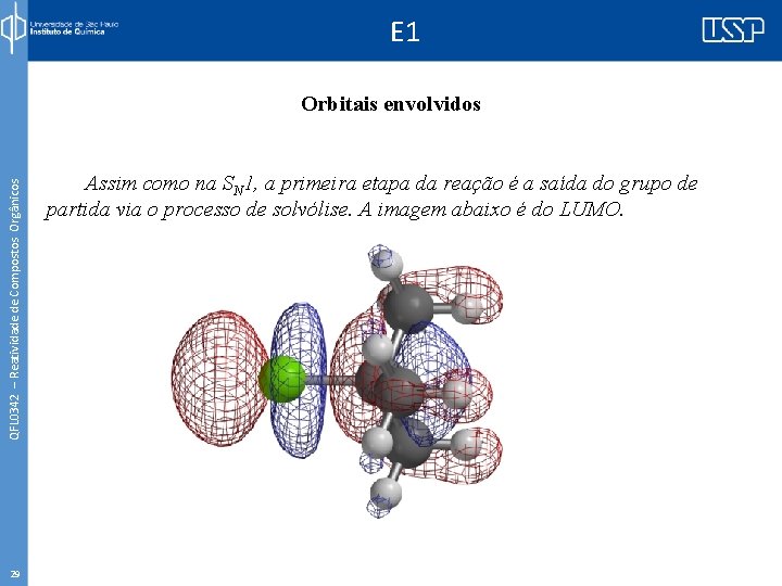 E 1 QFL 0342 – Reatividade de Compostos Orgânicos Orbitais envolvidos 29 Assim como