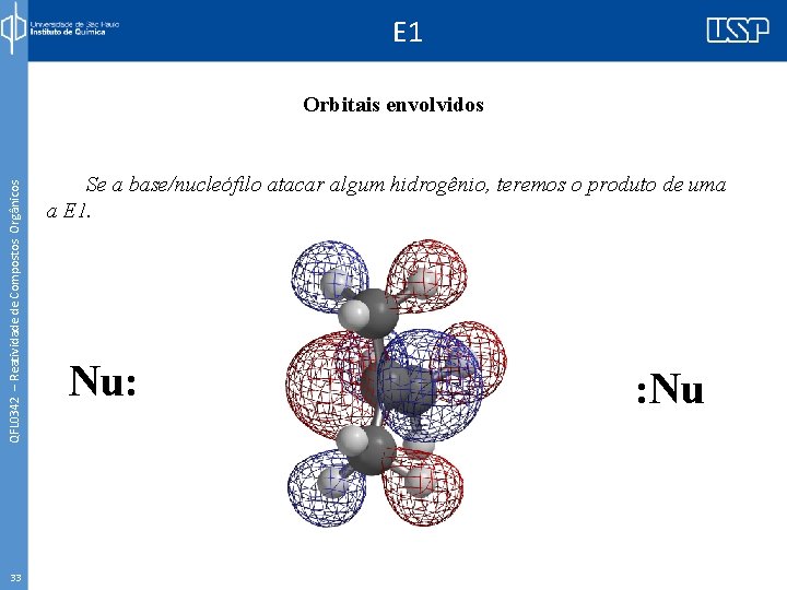 E 1 QFL 0342 – Reatividade de Compostos Orgânicos Orbitais envolvidos 33 Se a