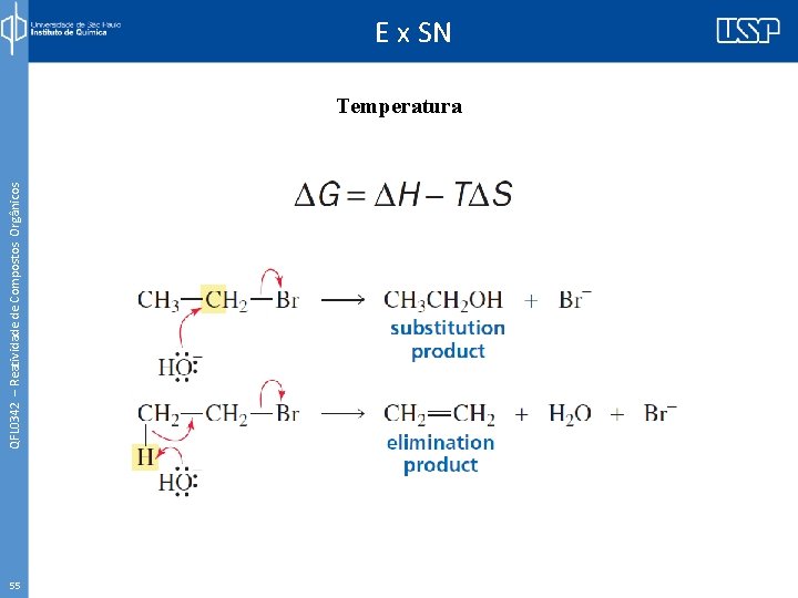 QFL 0342 – Reatividade de Compostos Orgânicos E x SN Temperatura 55 