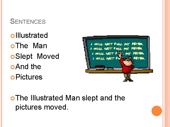 SENTENCES Illustrated The Man Slept Moved And the Pictures The Illustrated Man slept and