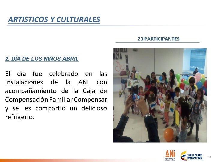 20 PARTICIPANTES 2. DÍA DE LOS NIÑOS ABRIL El día fue celebrado en las