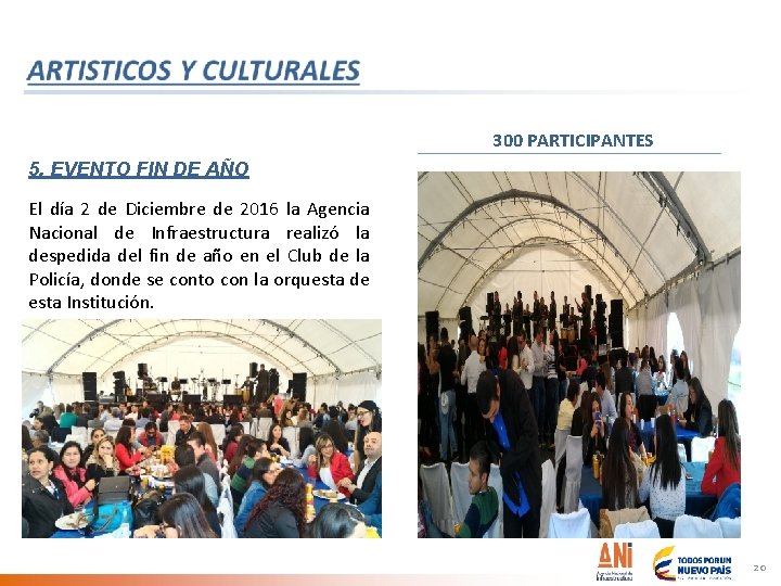 300 PARTICIPANTES 5. EVENTO FIN DE AÑO El día 2 de Diciembre de 2016