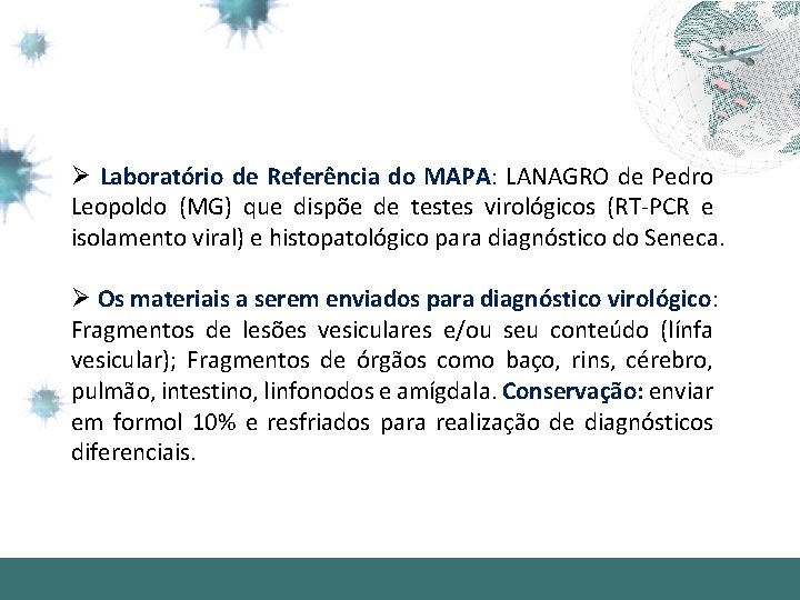 Ø Laboratório de Referência do MAPA: LANAGRO de Pedro Leopoldo (MG) que dispõe de