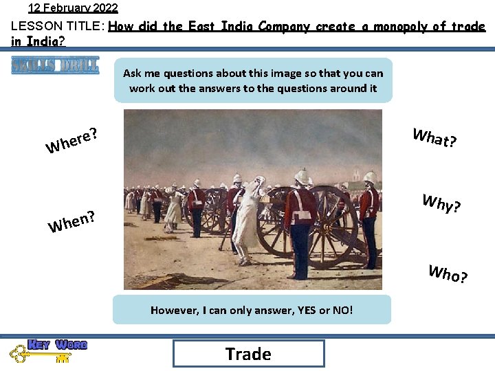 12 February 2022 LESSON TITLE: How did the East India Company create a monopoly