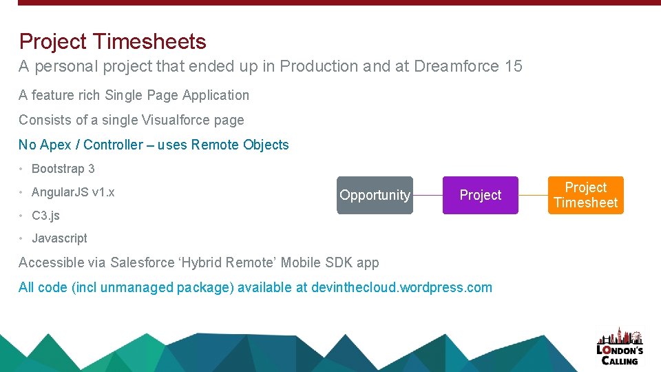 Project Timesheets A personal project that ended up in Production and at Dreamforce 15 Project Timesheets A personal project that ended up in Production and at Dreamforce 15