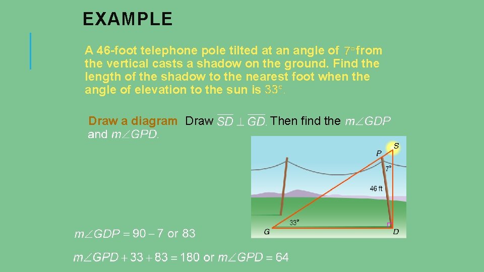 EXAMPLE A 46 -foot telephone pole tilted at an angle of from the vertical