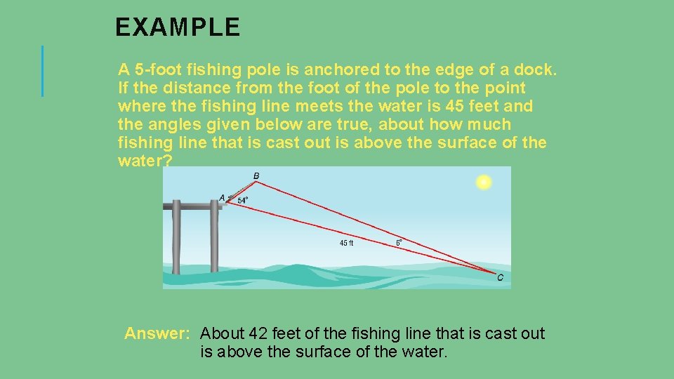 EXAMPLE A 5 -foot fishing pole is anchored to the edge of a dock.