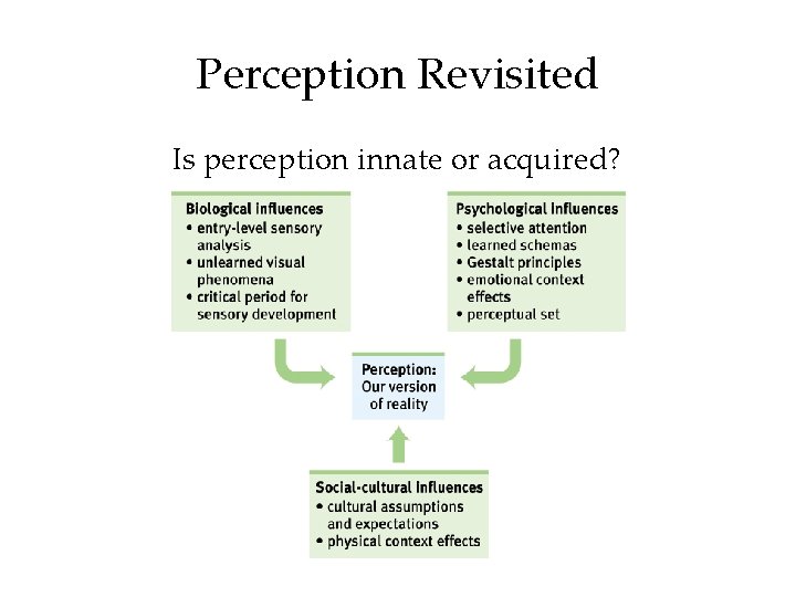 Perception Revisited Is perception innate or acquired? 