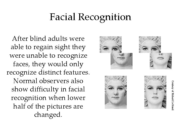 Facial Recognition Courtesy of Richard Le. Grand After blind adults were able to regain