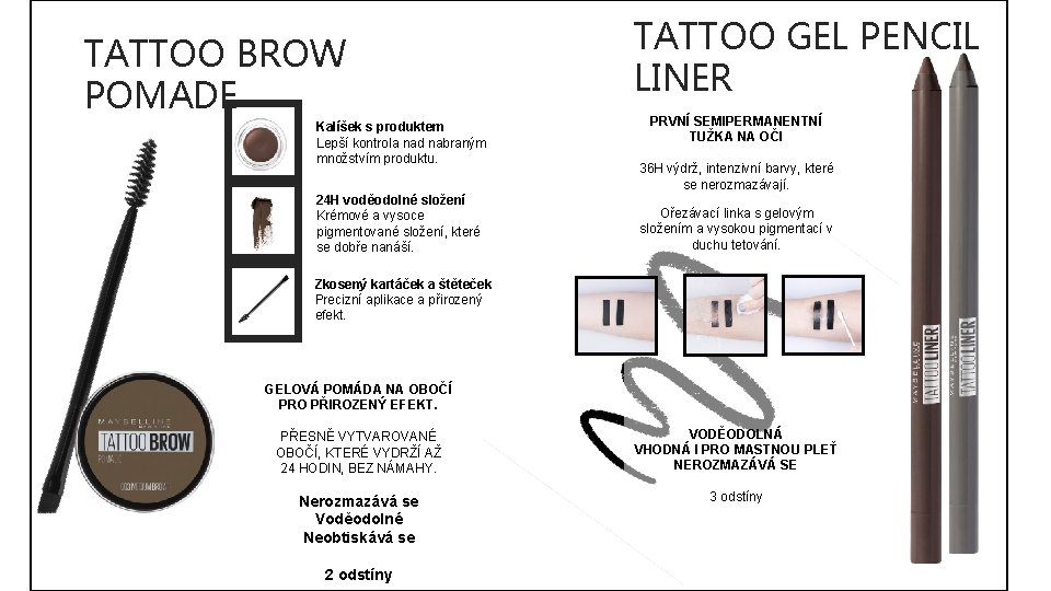 TATTOO BROW POMADE Kalíšek s produktem Lepší kontrola nad nabraným množstvím produktu. 24 H