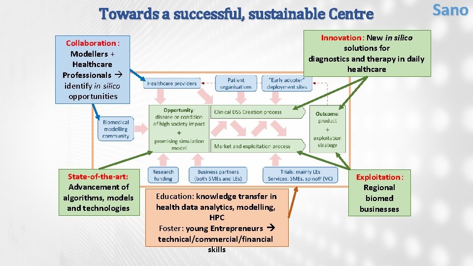 Towards a successful, sustainable Centre Innovation: New in silico solutions for diagnostics and therapy