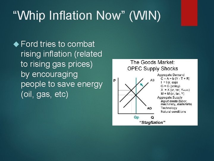 “Whip Inflation Now” (WIN) Ford tries to combat rising inflation (related to rising gas
