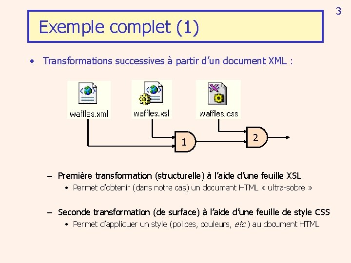 1 PARTIE 2 Transformation des documents XML Le