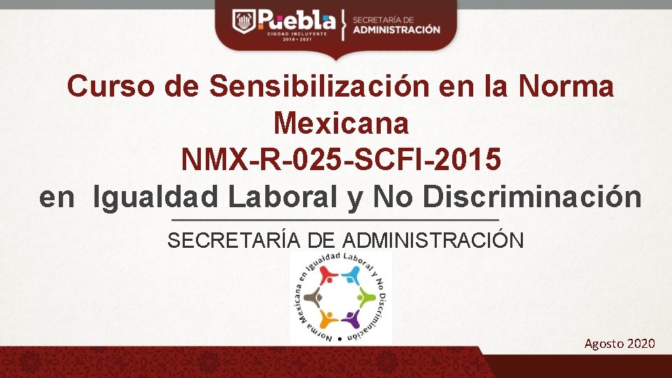 Curso de Sensibilización en la Norma Mexicana NMX-R-025 -SCFI-2015 en Igualdad Laboral y No