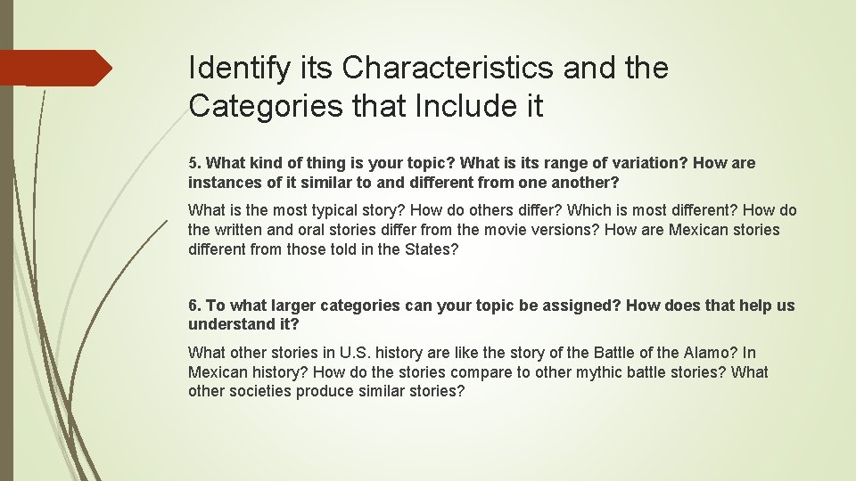 Identify its Characteristics and the Categories that Include it 5. What kind of thing Identify its Characteristics and the Categories that Include it 5. What kind of thing