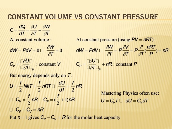 CONSTANT VOLUME VS CONSTANT PRESSURE 