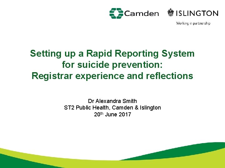 Setting up a Rapid Reporting System for suicide prevention: Registrar experience and reflections Dr
