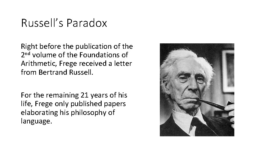 Russell’s Paradox Right before the publication of the 2 nd volume of the Foundations