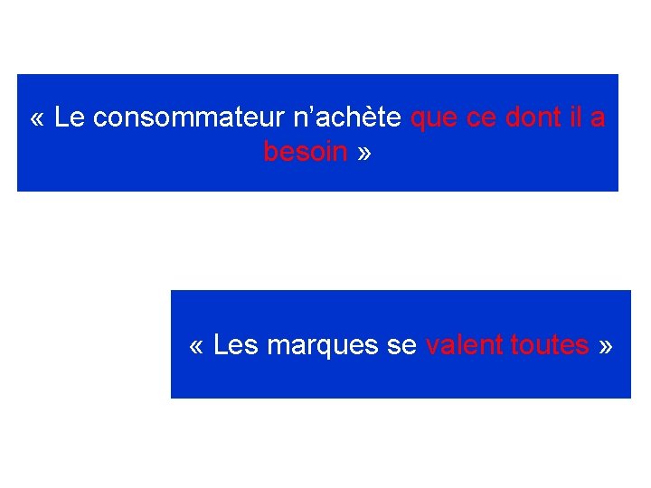  « Le consommateur n’achète que ce dont il a besoin » « Les