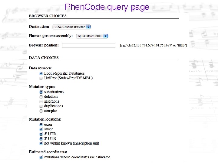 Phen. Code query page 