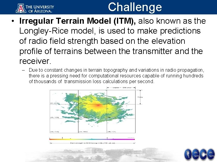 Challenge • Irregular Terrain Model (ITM), also known as the Longley-Rice model, is used