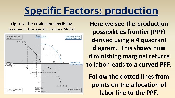 Specific Factors: production Fig. 4 -3: The Production Possibility Frontier in the Specific Factors