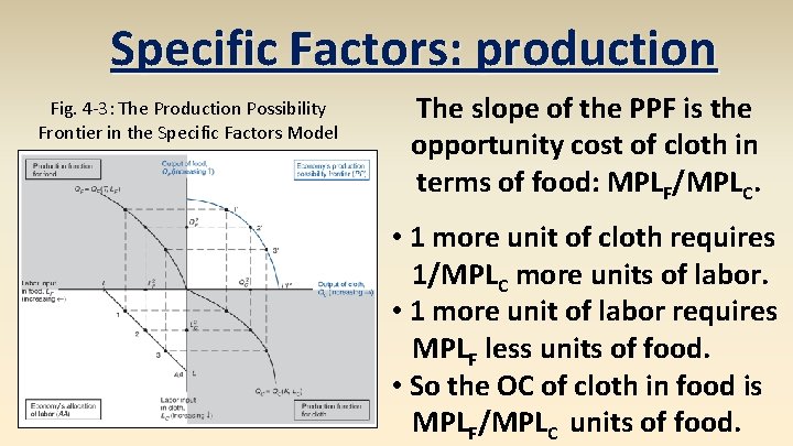 Specific Factors: production Fig. 4 -3: The Production Possibility Frontier in the Specific Factors