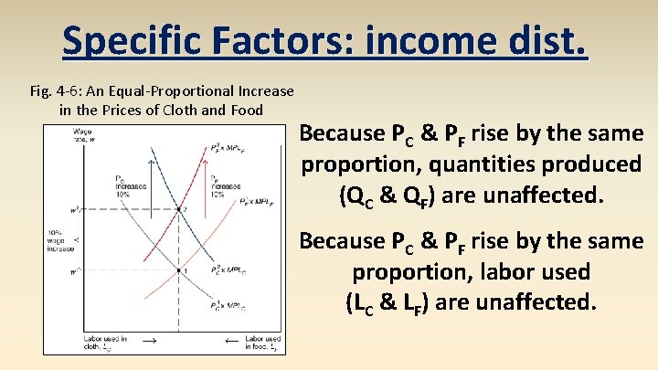 Specific Factors: income dist. Fig. 4 -6: An Equal-Proportional Increase in the Prices of