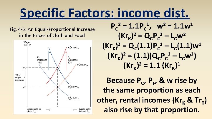 Specific Factors: income dist. Fig. 4 -6: An Equal-Proportional Increase in the Prices of