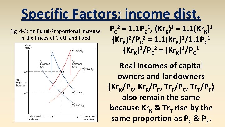 Specific Factors: income dist. Fig. 4 -6: An Equal-Proportional Increase in the Prices of