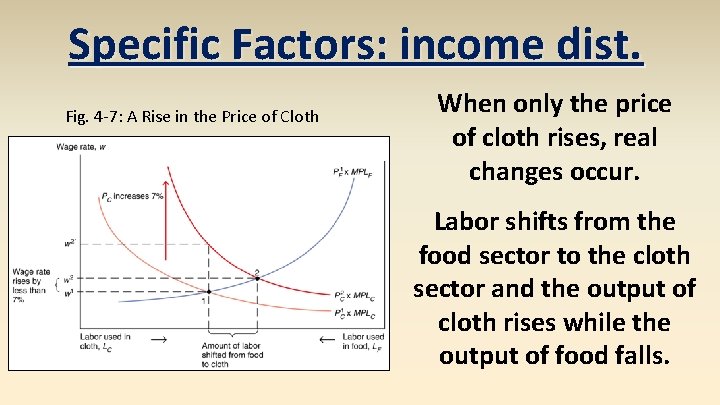 Specific Factors: income dist. Fig. 4 -7: A Rise in the Price of Cloth