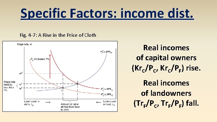 Specific Factors: income dist. Fig. 4 -7: A Rise in the Price of Cloth