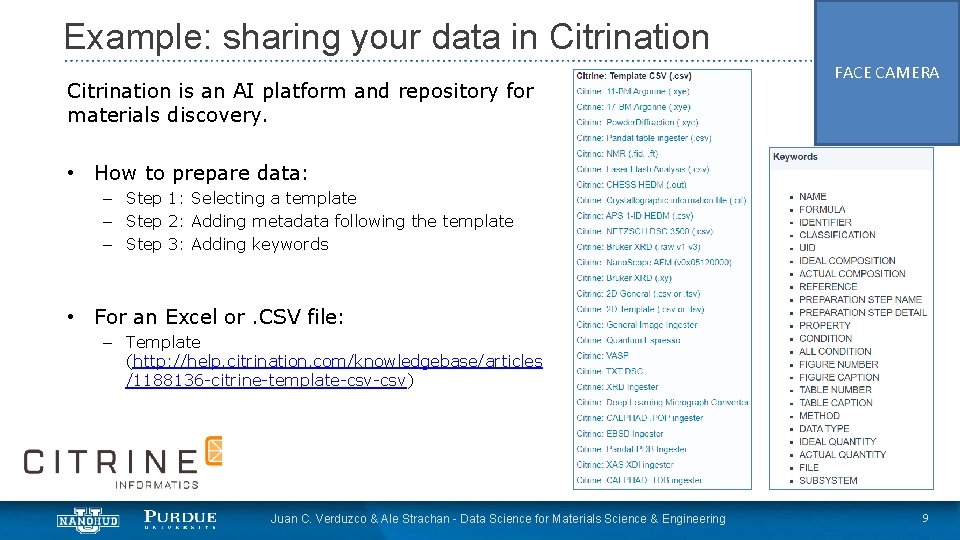 Example: sharing your data in Citrination is an AI platform and repository for materials