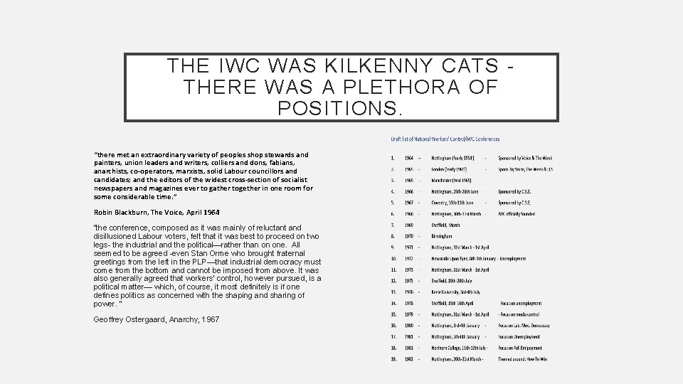 THE IWC WAS KILKENNY CATS THERE WAS A PLETHORA OF POSITIONS. “there met an