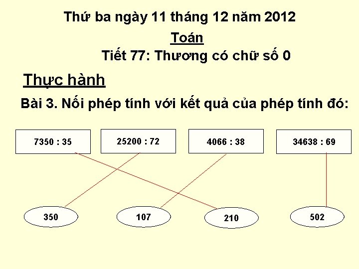 Thứ ba ngày 11 tháng 12 năm 2012 Toán Tiết 77: Thương có chữ
