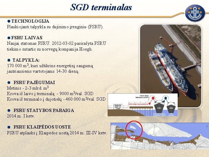 SGD terminalas TECHNOLOGIJA Plaukiojanti talpykla su dujinimo įrenginiu (FSRU). FSRU LAIVAS Naujai statomas FSRU.