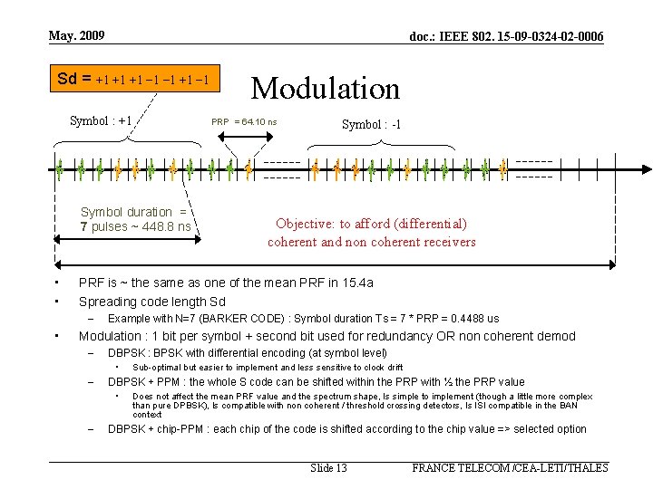 May. 2009 doc. : IEEE 802. 15 -09 -0324 -02 -0006 Sd = +1