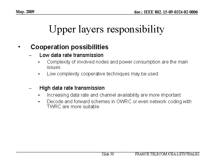 May. 2009 doc. : IEEE 802. 15 -09 -0324 -02 -0006 Upper layers responsibility