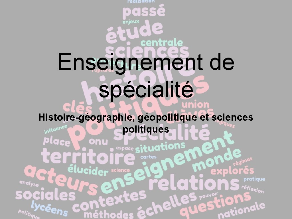 Enseignement de spécialité Histoire-géographie, géopolitique et sciences politiques 