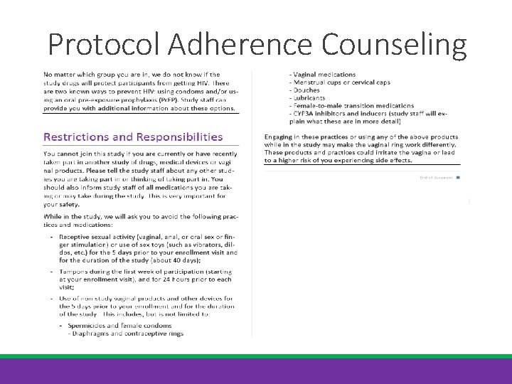 Protocol Adherence Counseling 