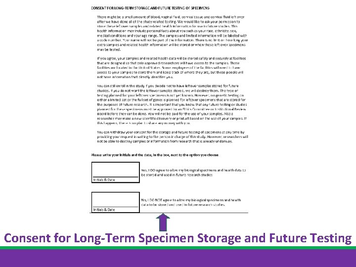 Consent for Long-Term Specimen Storage and Future Testing 