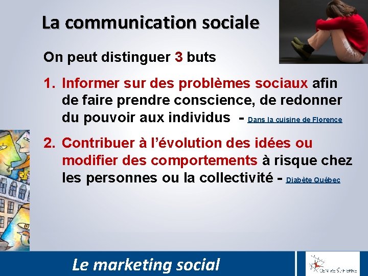 La communication sociale On peut distinguer 3 buts 1. Informer sur des problèmes sociaux