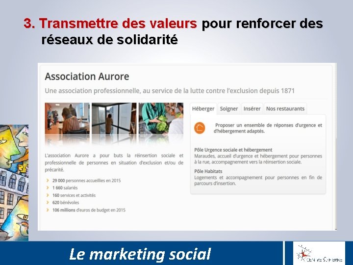 3. Transmettre des valeurs pour renforcer des réseaux de solidarité Le marketing social 