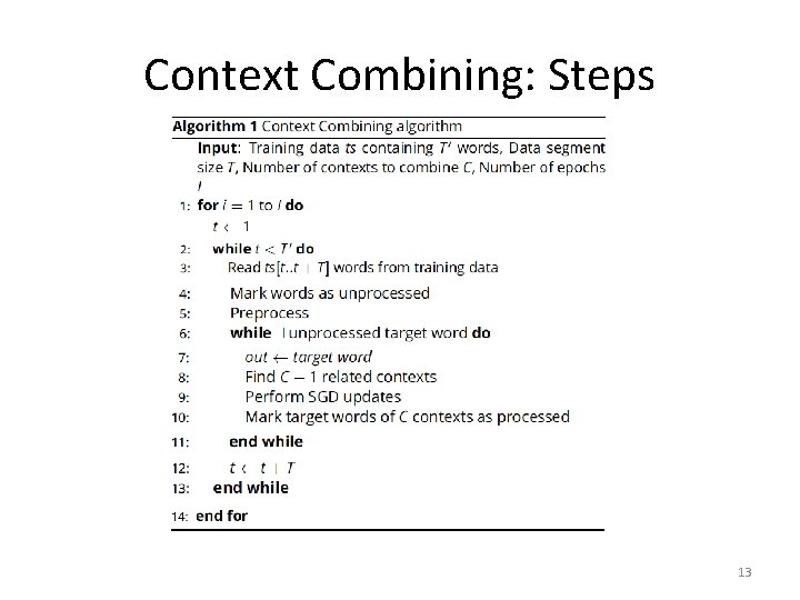 Context Combining: Steps 13 