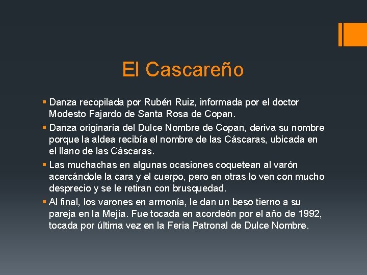 El Cascareño § Danza recopilada por Rubén Ruiz, informada por el doctor Modesto Fajardo