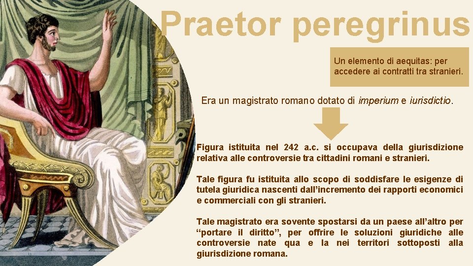 Praetor peregrinus Un elemento di aequitas: per accedere ai contratti tra stranieri. Era un