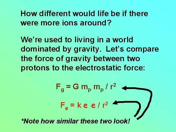 How different would life be if there were more ions around? We’re used to