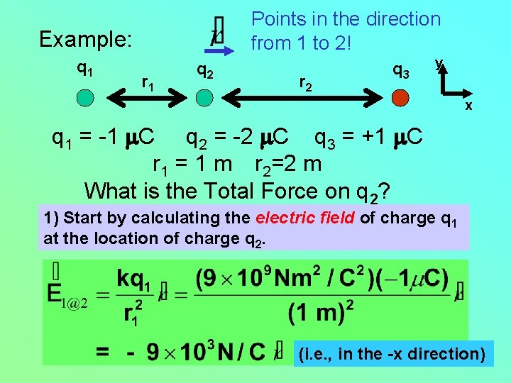 Points in the direction from 1 to 2! Example: q 1 r 1 q